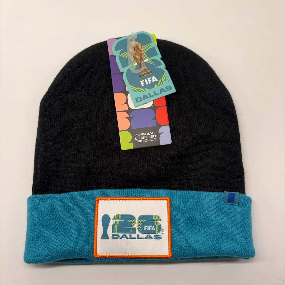 FIFA World Cup 2026 Beanie Dallas Host City Unisex OS Black Teal Knit Patch Hat